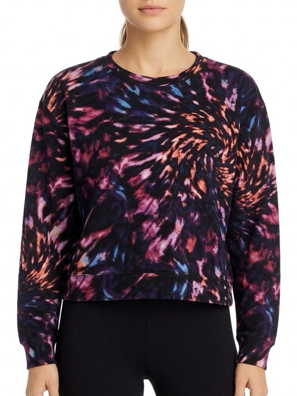 JUICY by Juicy Couture Tie Dye Swirl Cropped Sweatshirt 1X Crown Logo Pullover